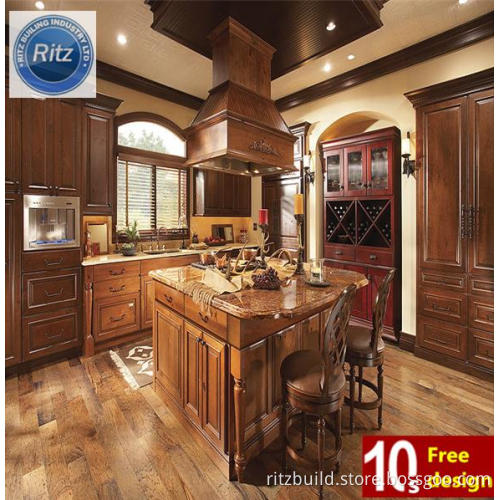 Solid Wood Red Luxurious Kitchen Cabinet Manufacturer Furniture